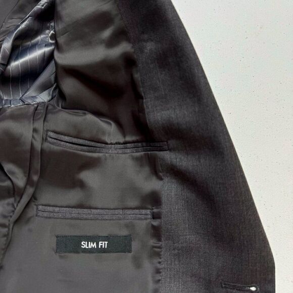 Jos A Bank Traveler Blazer Mens 39R Slim Fit Gray Wool Suit Jacket Business Coat - Picture 11 of 16